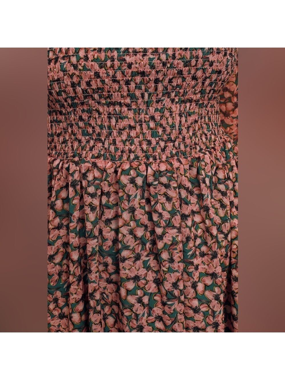 Lulus Floral Forever Green and Pink Floral Print Smocked Skater Dress NWT - Picture 6 of 15
